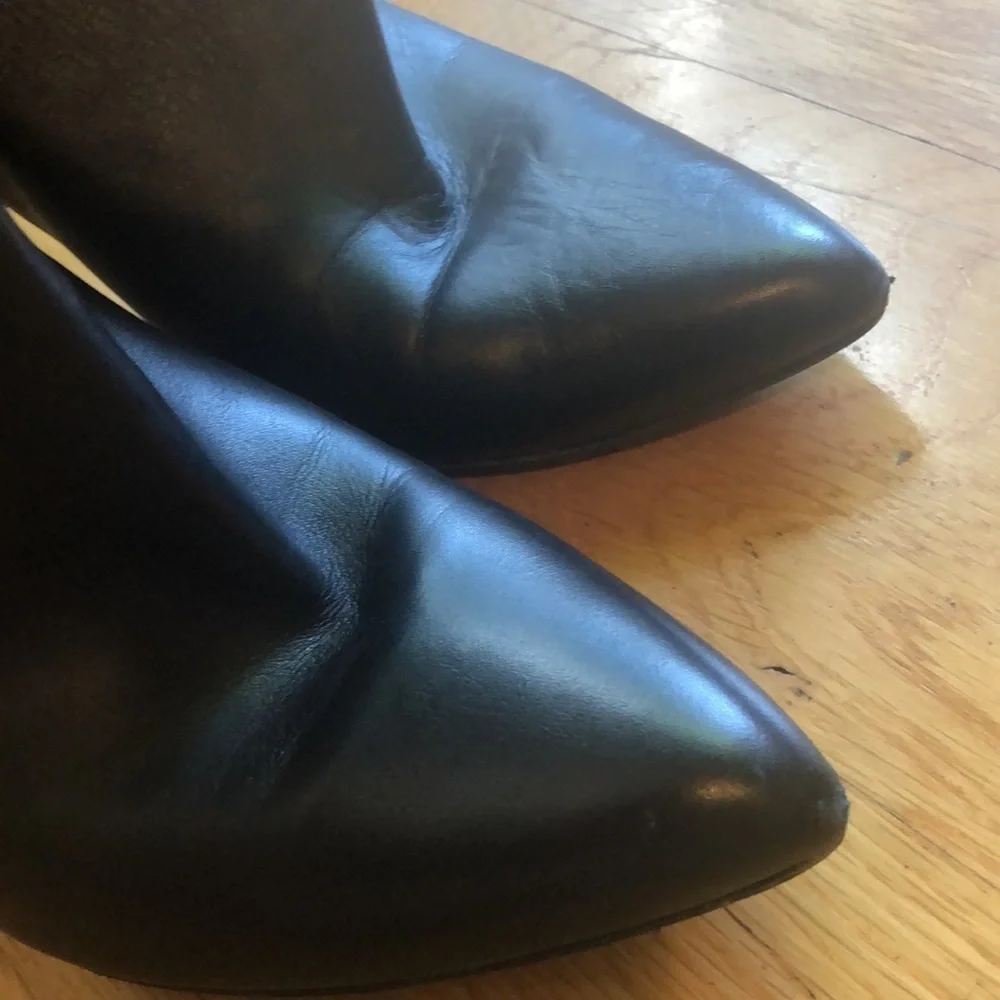 Gucci Black, Gold Buckle & Zipper Booties, Size 38 w/ Heel, Excellent Condition - Picture 5 of 11